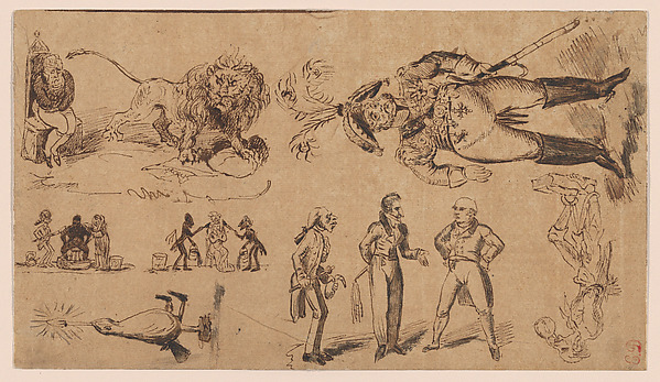 Eugène Delacroix, Political and Satirical Sketches, after Cruikshank