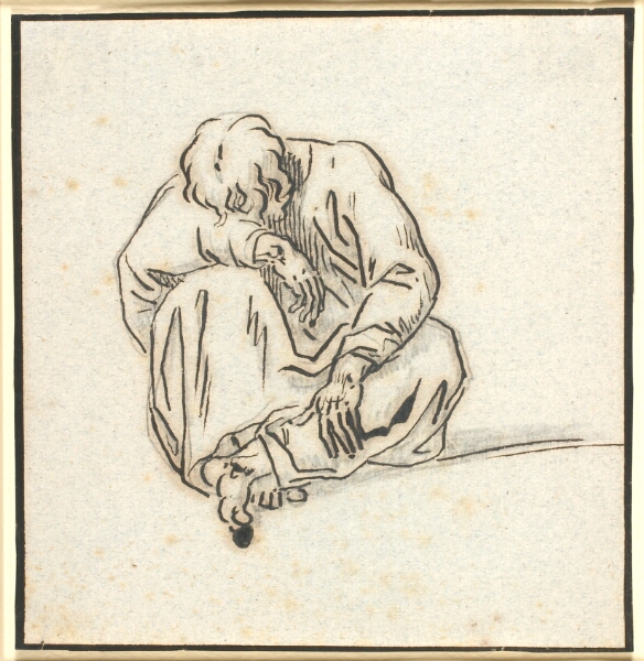 Nicolai Abildgaard, En siddende sammenkrøben mandsfigur
