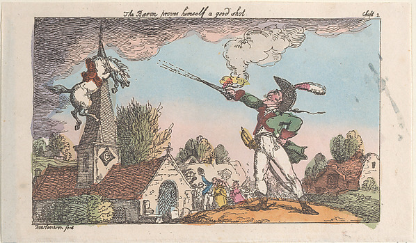 Thomas Rowlandson, The Baron proves himself a good shot