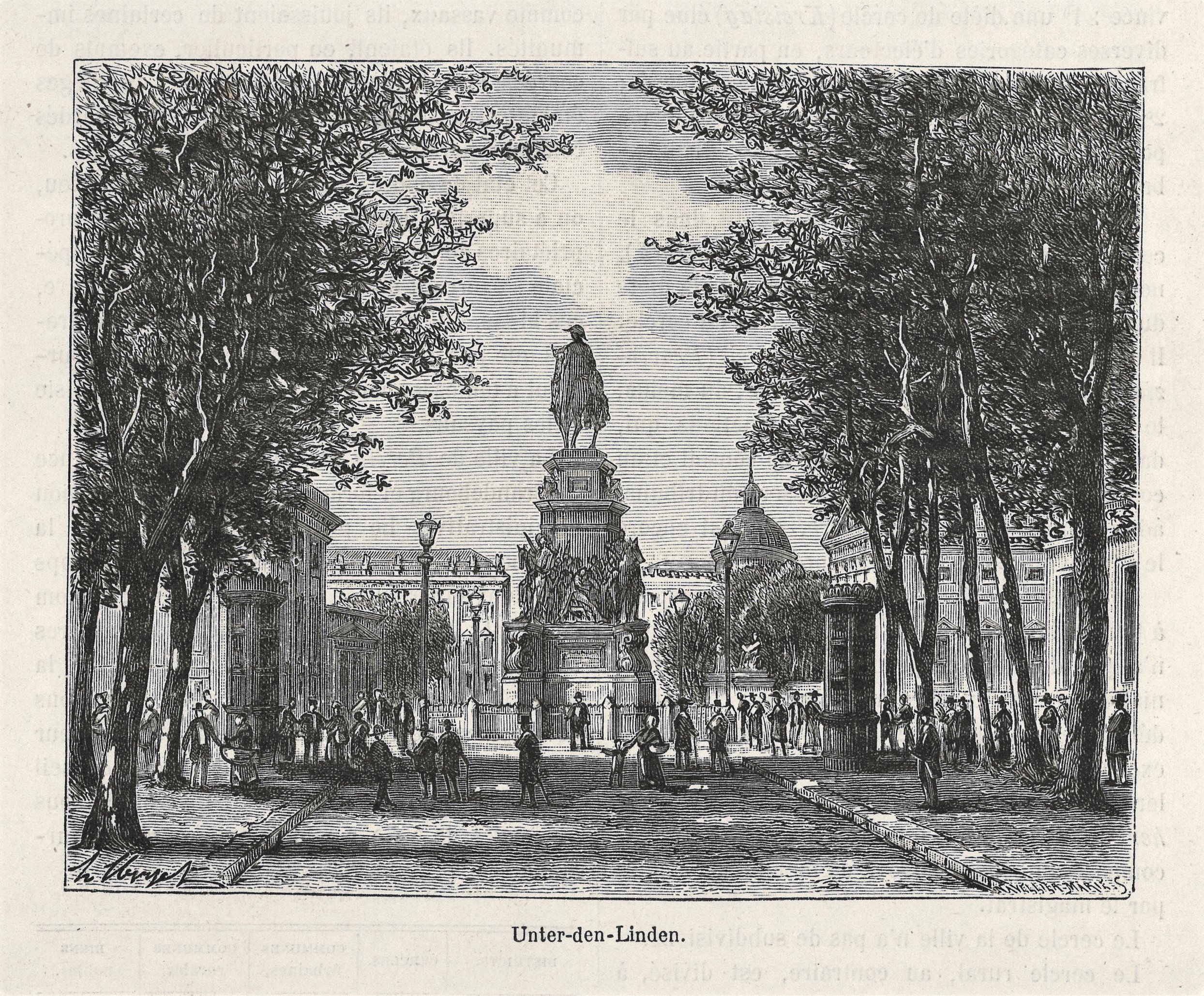 Narcisse Navellier, Berlin-Mitte: Unter den Linden mit Reiterstandbild Friedrichs des Großen von Westen