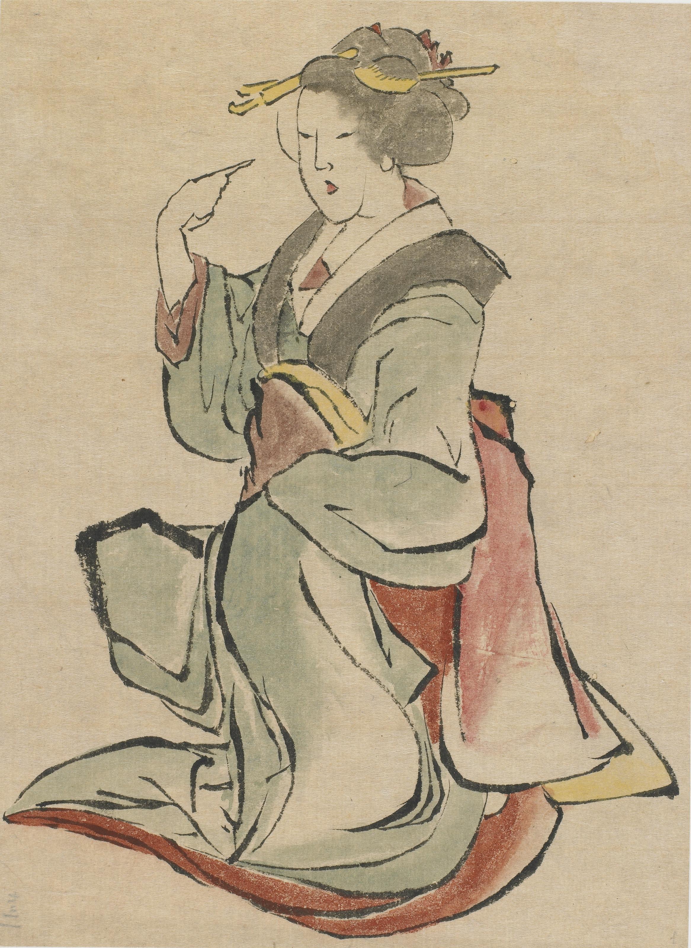 Katsushika Hokusai, Woman facing the right, beckoning