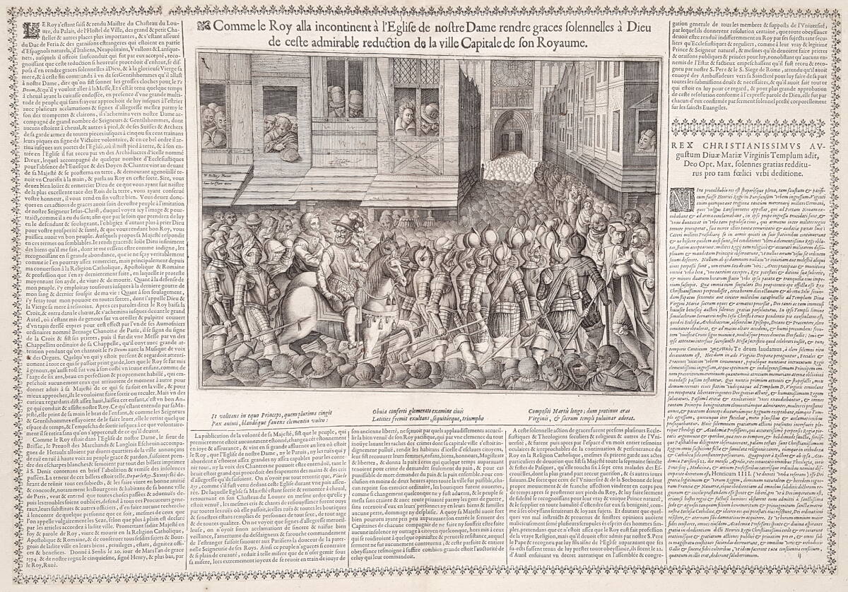 Anonym, König Heinrich IV. von Frankreich in Begleitung seiner Soldaten auf dem Weg zur Kirche Notre Dame in Paris am 22. März 1594