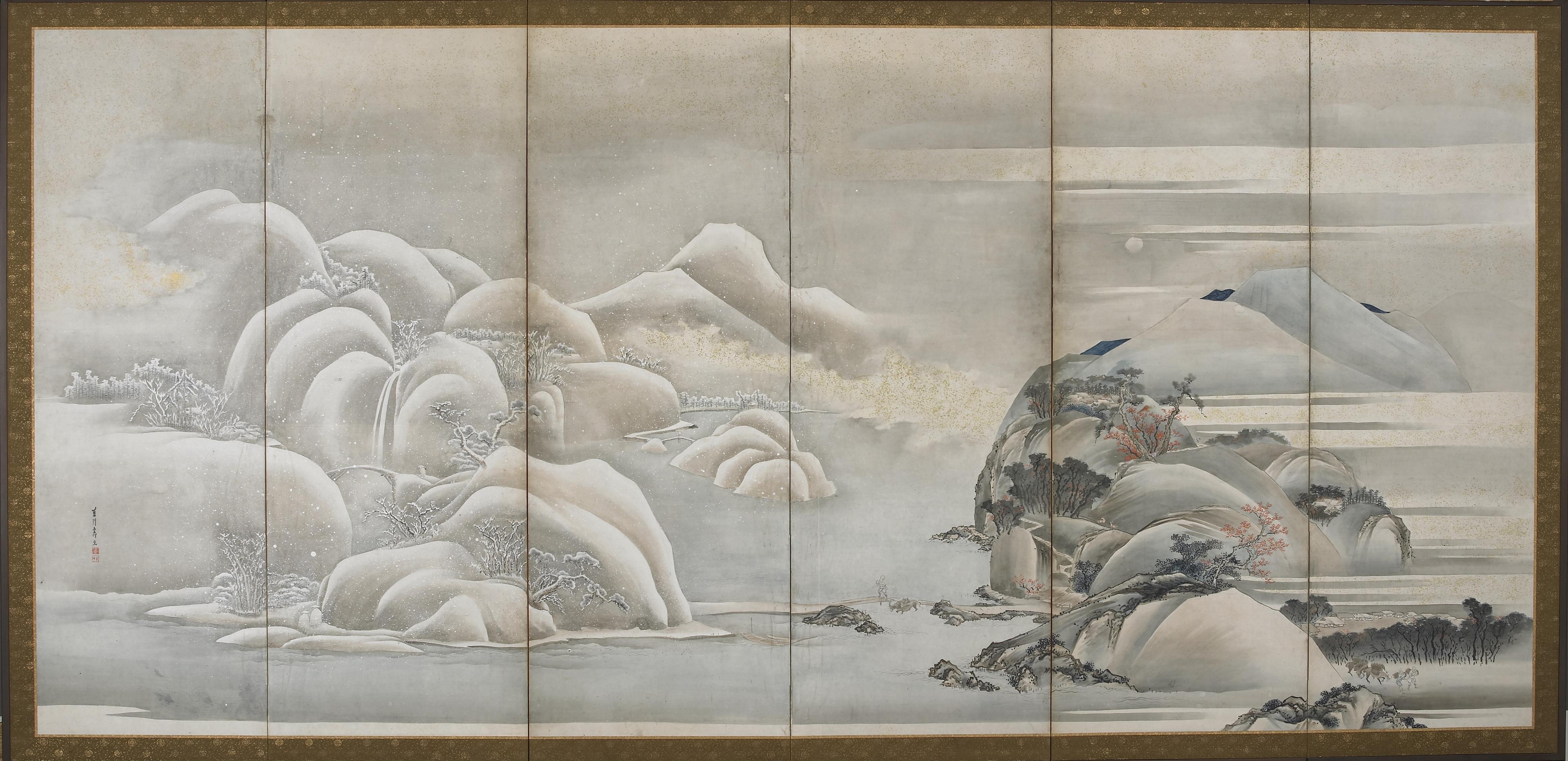 Hishikawa Sori, Landscape: two of the four seasons; autumn and winter
