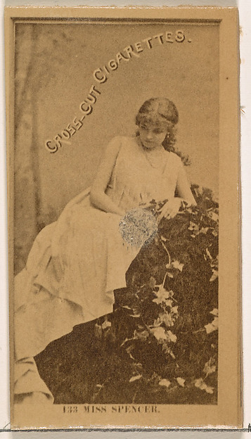 W. Duke, Sons & Co., Card Number 133, Miss Spencer, from the Actors and Actresses series (N145-2) issued by Duke Sons & Co. to promote Cross Cut Cigarettes