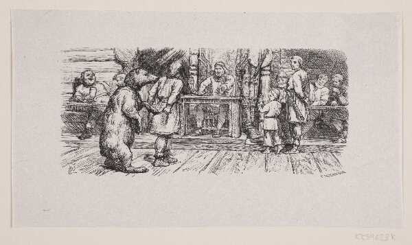 F. Hendriksen, Illustration til Carl Ploug, "Kong Harald og Islændingen"