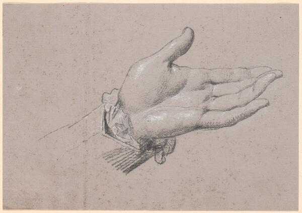 Jens Juel, Studie af en venstre hånd, anvendt i helfigursportrættet af Frederik den sjette som Kronprins fra 1786 på Amalienborg