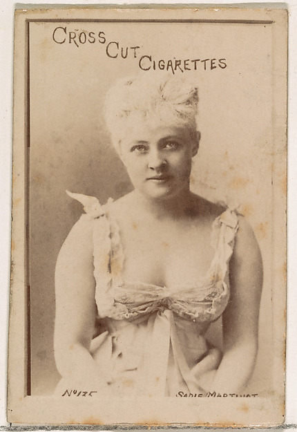W. Duke, Sons & Co., Card Number 135, Sadie Martinot, from the Actors and Actresses series (N145-1) issued by Duke Sons & Co. to promote Cross Cut Cigarettes