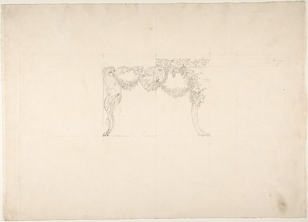 Anonymous, British, 19th century, Table Design with Bacchus and Boar's Head, and Alternate Design