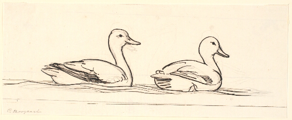 P.C. Skovgaard, To ænder. Dekorativt udkast.