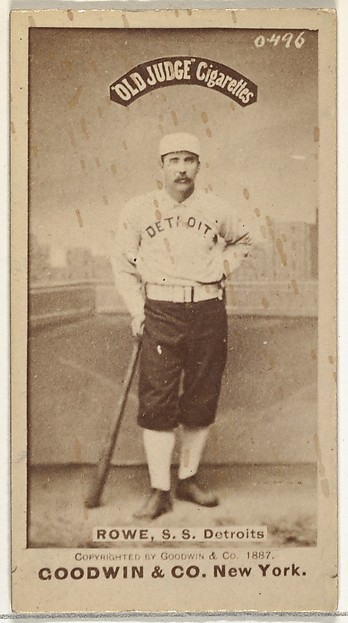 Goodwin & Company, John Charles "Jack" Rowe, Shortstop, Detroit Wolverines, from the Old Judge series (N172) for Old Judge Cigarettes