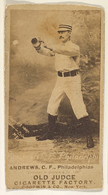 Goodwin & Company, George Edward "Ed" Andrews, Center Field, Philadelphia, from the Old Judge series (N172) for Old Judge Cigarettes