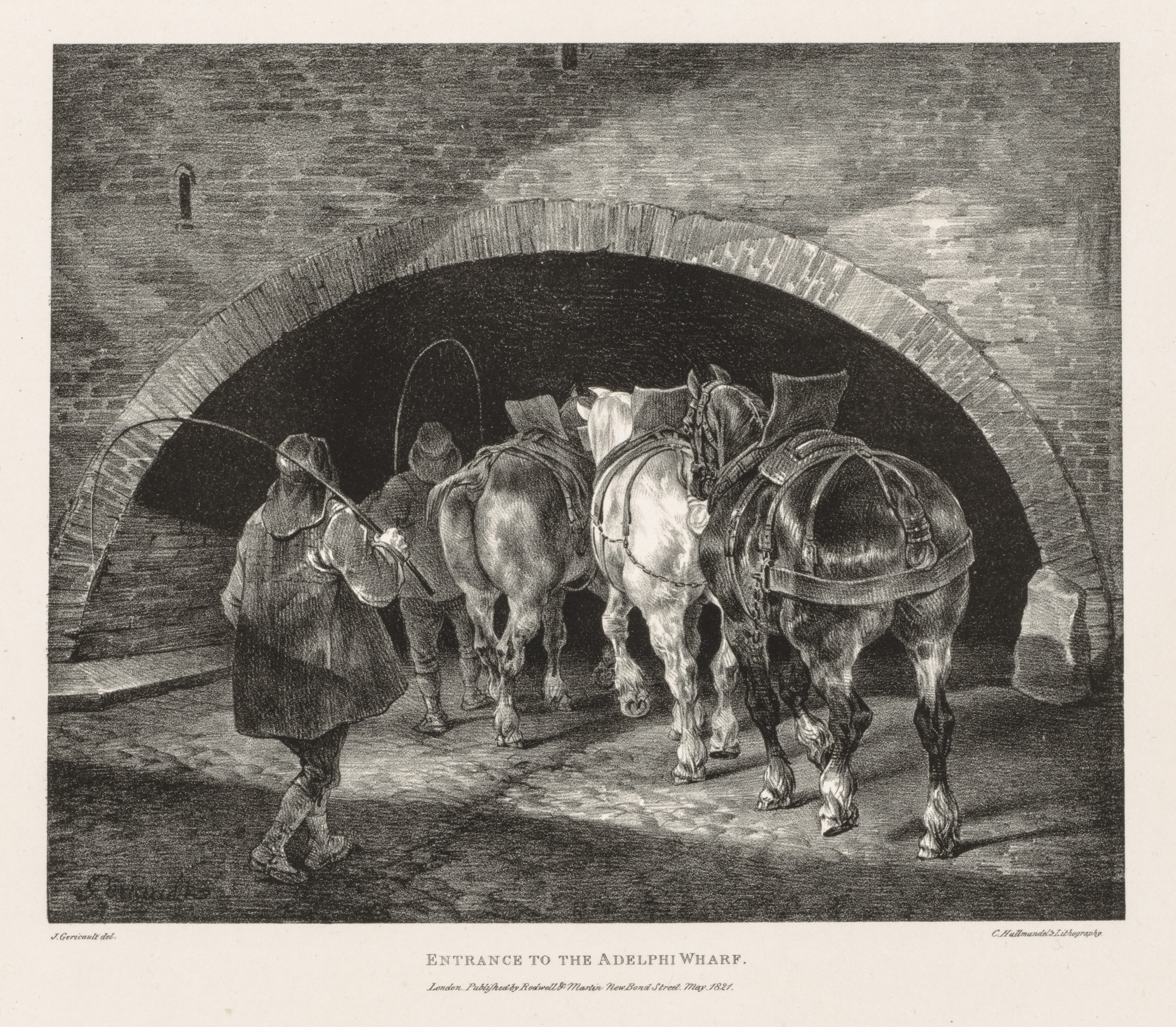 Théodore Géricault, Various Subjects Drawn from Life and on Stone:  Entrance to Adelphi Wharf