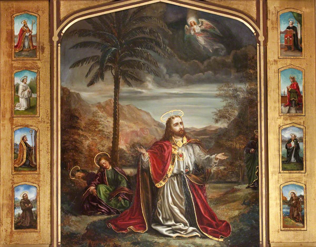 Rebecca Dulcibella Orpen, Christ in the Garden of Gethsemane surrounded by Eight Figures of Saints
