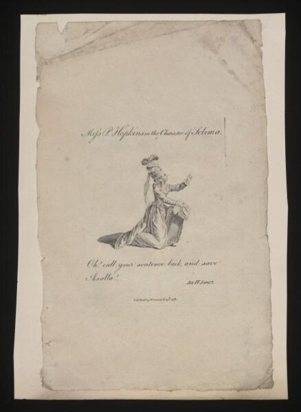 unknown, Miss P. Hopkins in the character of Selima