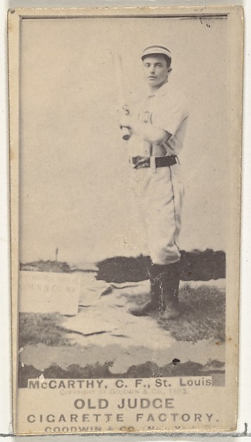 Goodwin & Company, Tommy McCarthy, Center Field, St. Louis Browns, from the Old Judge series (N172) for Old Judge Cigarettes