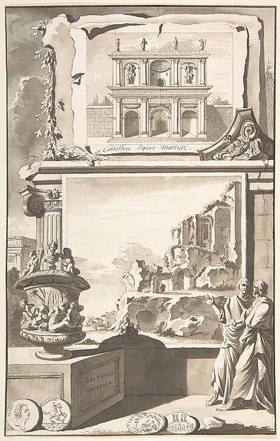 Jan Goeree, A Reconstruction of the Castellum Aquiae Martiae (above) and a View of the Ruins (below)
