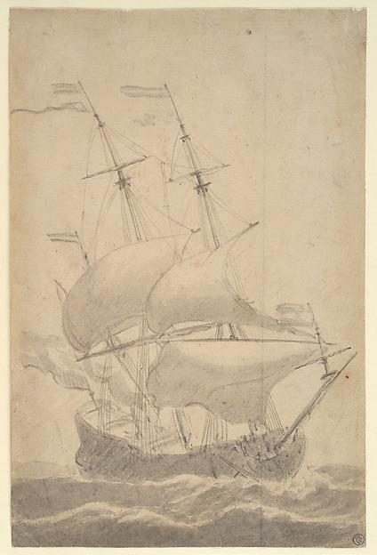 Willem van de Velde I, A Dutch Ship in a Strong Breeze