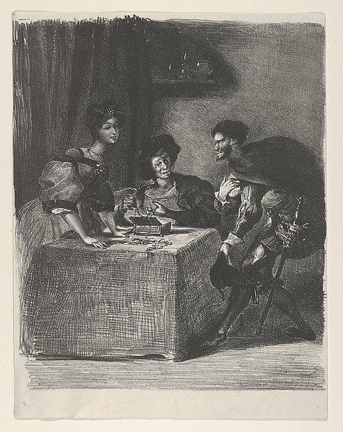 Eugène Delacroix, Mephistopheles presents himself to Martha (Goethe, Faust)