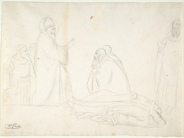 Hippolyte Flandrin, Miracle of St. Sylvester; the Raising of Two Pagan Priests, after Maso di Banco, S. Croce, Florence