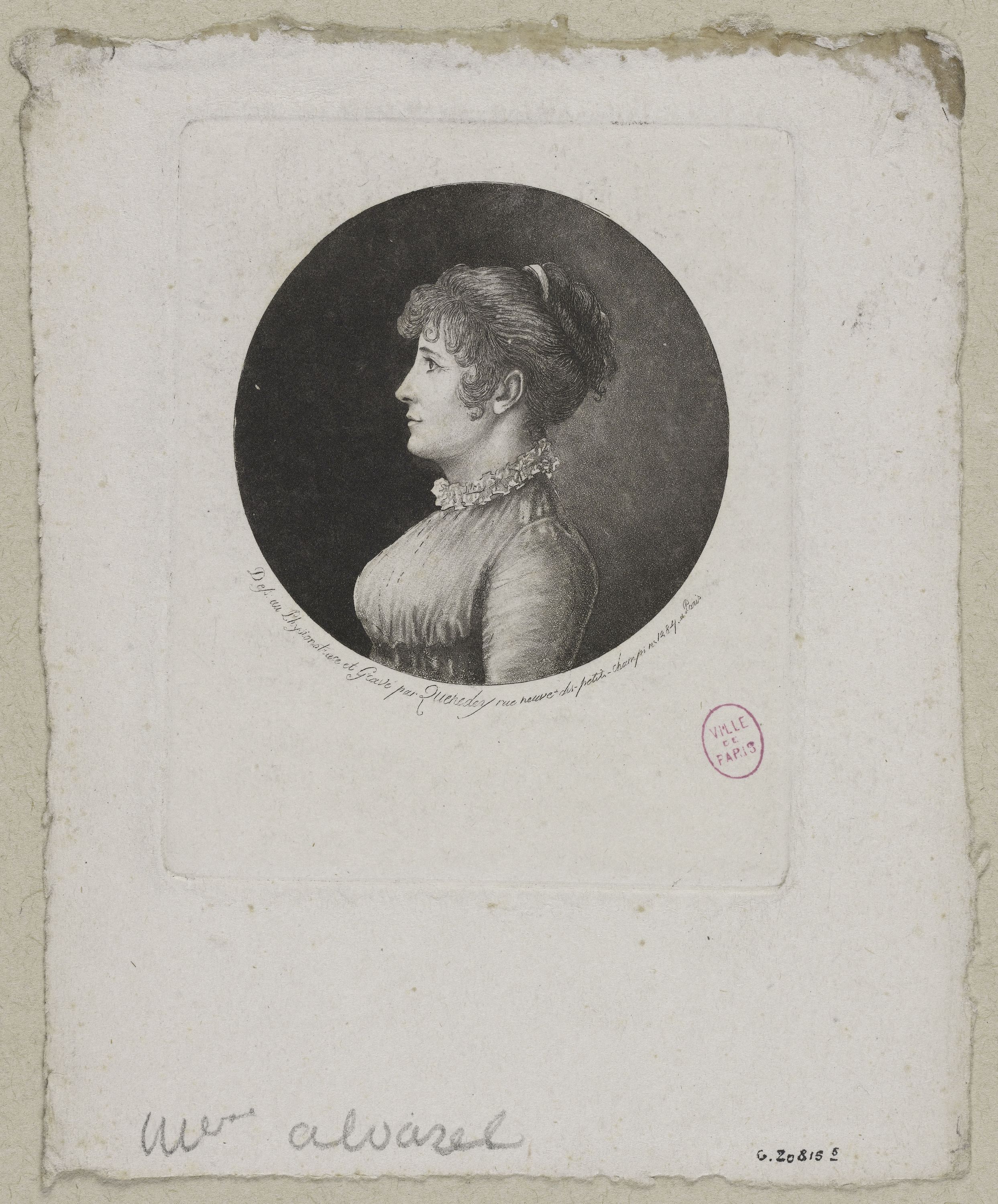 Edmé Quenedey, Portrait de Madame Alvarel