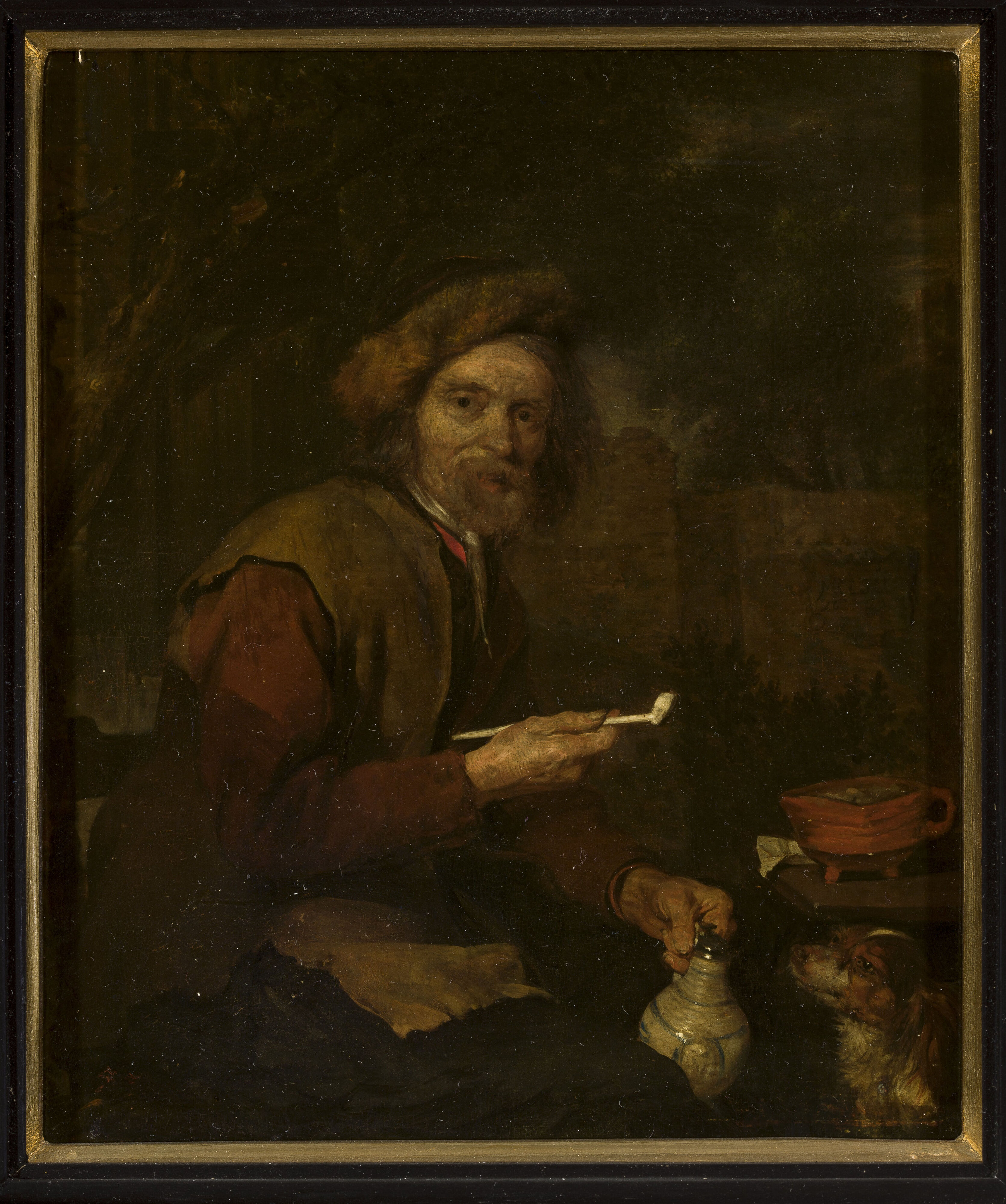 Gabriel Metsu, Smoker with a pipe and a pitcher in his hands