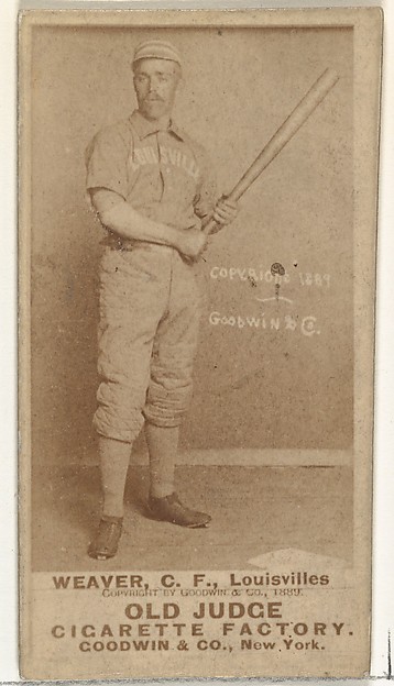 Goodwin & Company, William B. "Farmer" Weaver, Center Field, Louisville Colonels, from the Old Judge series (N172) for Old Judge Cigarettes