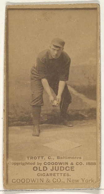 Goodwin & Company, Trott, Catcher, Baltimore Orioles, from the Old Judge series (N172) for Old Judge Cigarettes