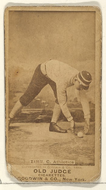Goodwin & Company, Zinn, Catcher, Philadelphia Athletics, from the Old Judge series (N172) for Old Judge Cigarettes