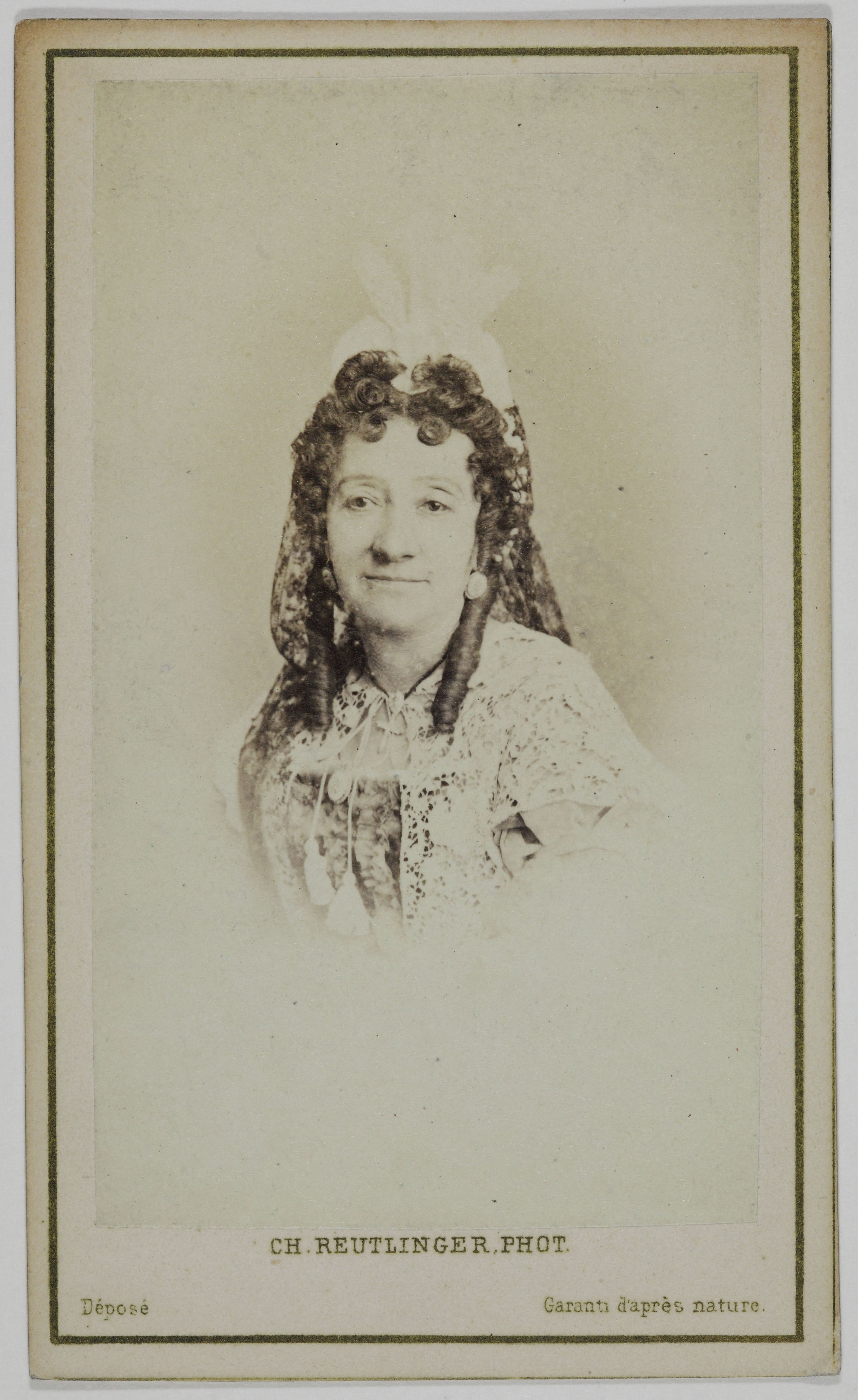 Charles Reutlinger, Portrait de Mme Alexis, (Clémence Bury, épouse d'Auguste Pastelot), (1808-1895), (actrice)