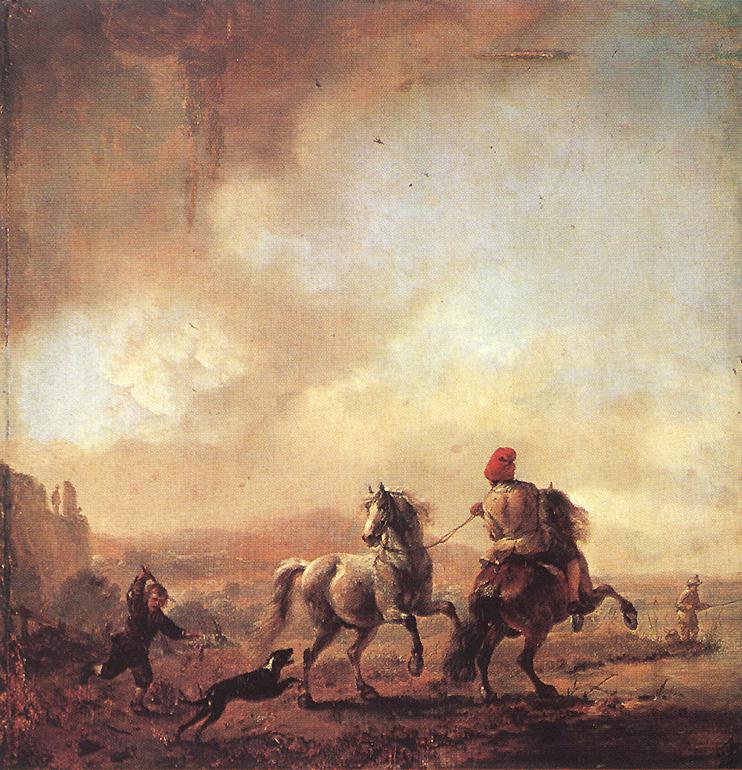 Philips Wouwerman, Horses startled by a Dog