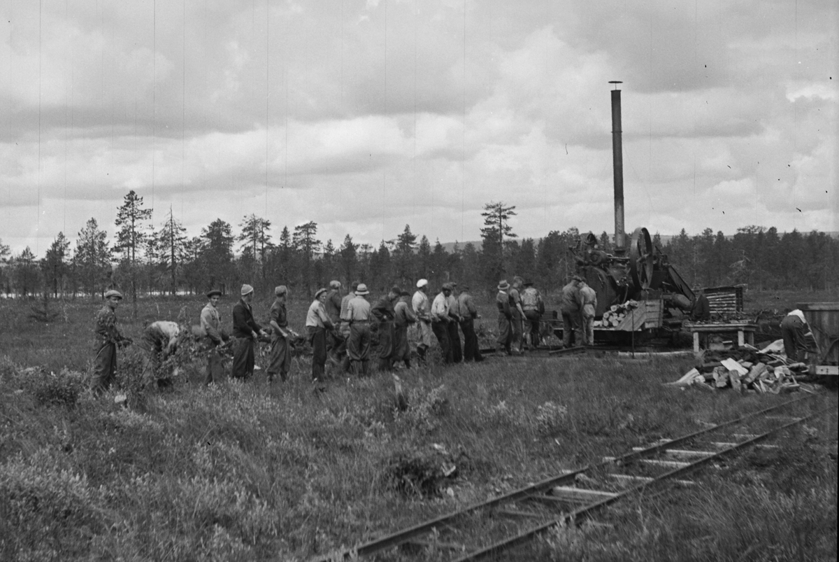 Anno Domkirkeodden, TORVPRODUKSJON, DAMPMASKIN, LOKOMOBIL, VEDFYRING, UKJENT TORVMYR, I LØTEN, 1943.
