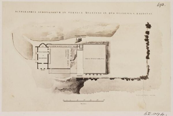 Parker, John Henry, Church of S. Balbina on the Aventine - Plan, with adjacent buildings; House of the Cardinal titular, and fragment of Wall of the Kings, with Angle of Cliff of the Pseudo-Aventine.