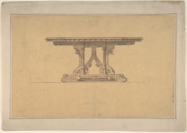 Anonymous, British, 19th century, Design for a Gothic Style Table