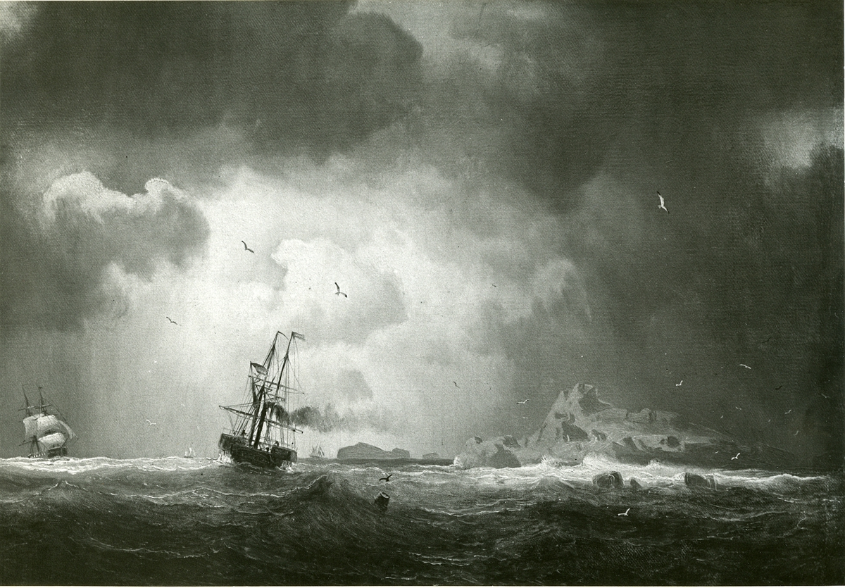 Okänd fotograf, Marin. Oljemålning 1857. Storlek 44,5 x 62,5 cm.