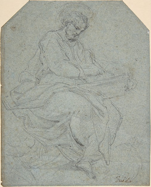 Anonymous, French, 18th century, A Seated Apostle (recto); Drapery Study (verso)