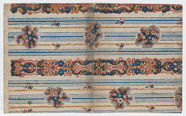 Anonymous, Book cover with overall striped and floral design