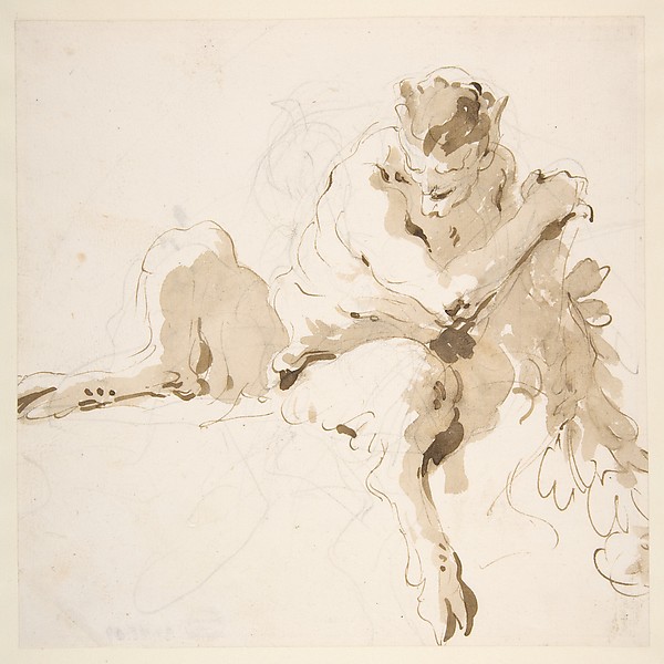 Giovanni Battista Tiepolo, Seated Satyr Holding a Garland