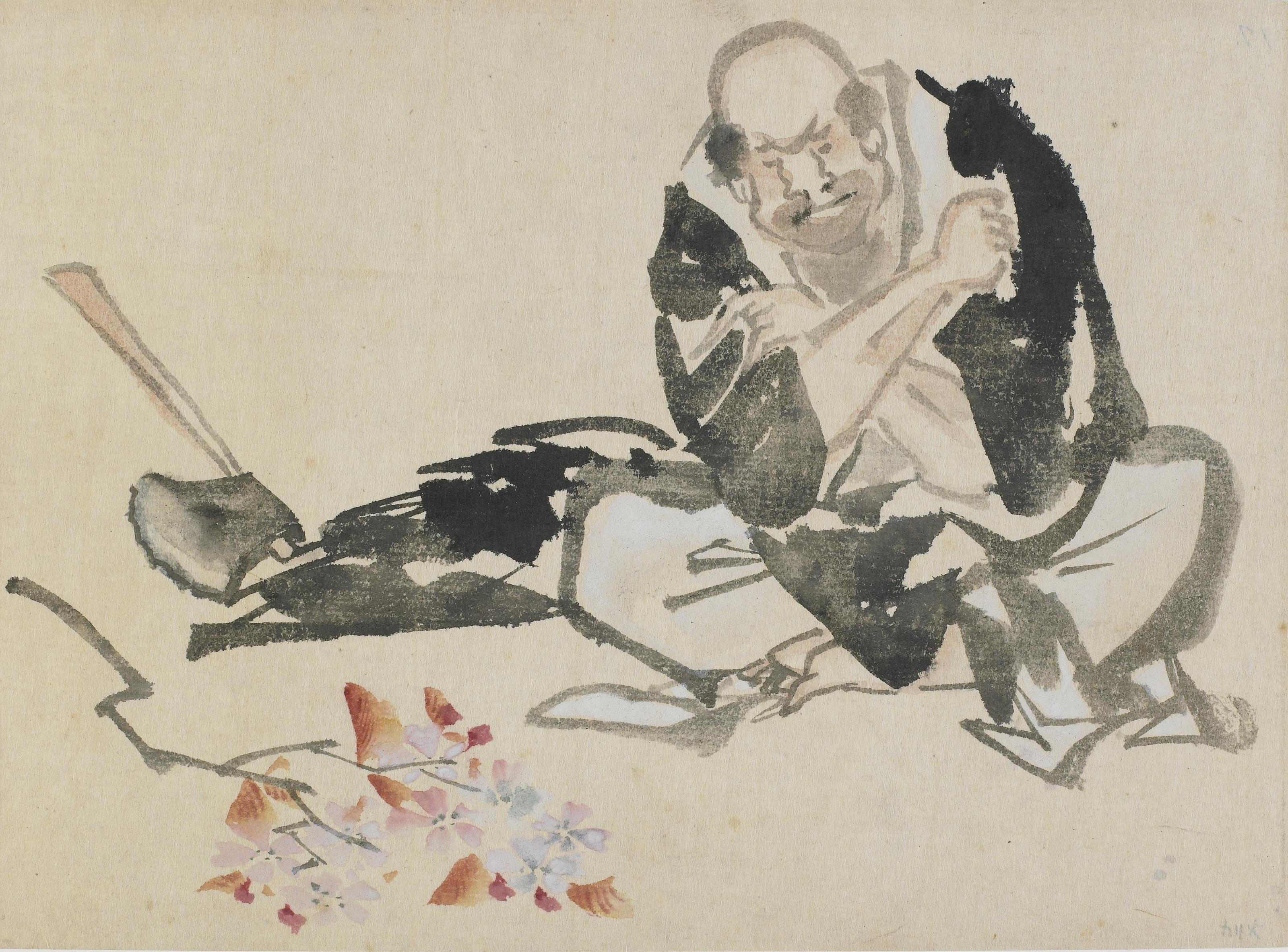 Katsushika Hokusai, Buddhist allegory of a priest burning cherry branches