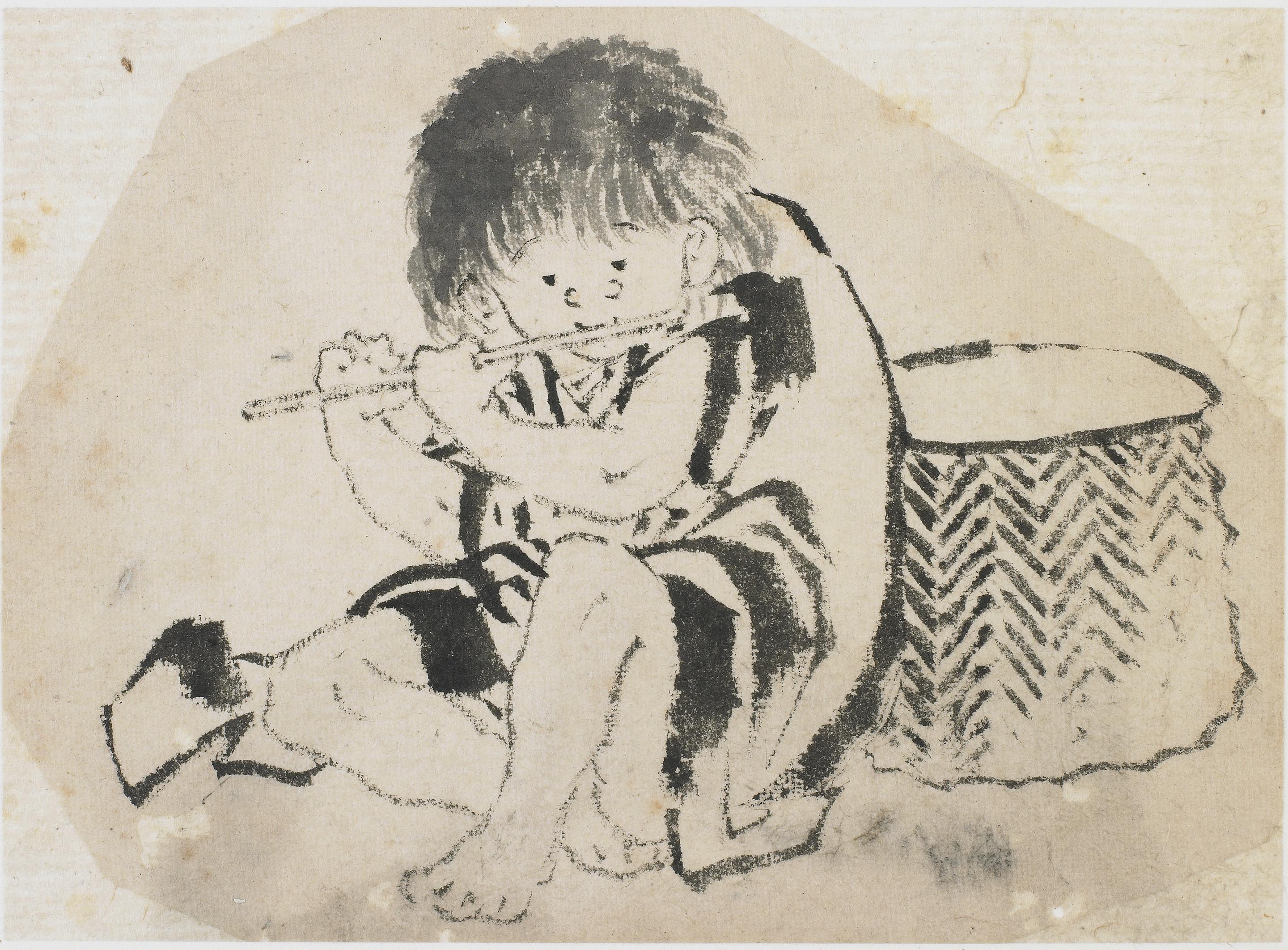 Katsushika Hokusai, Boy Playing Flute
