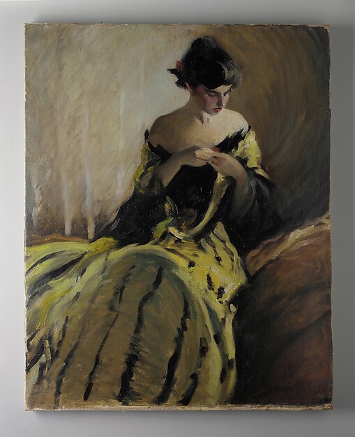 John White Alexander, Study in Black and Green (Oil Sketch)