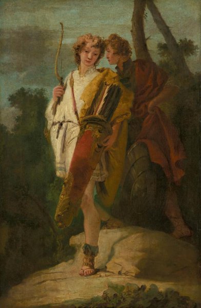 Giovanni Battista Tiepolo, Young Man with Bow and large Quiver and his Companion with a Shield, formerly entitled Telemachus and Mentor