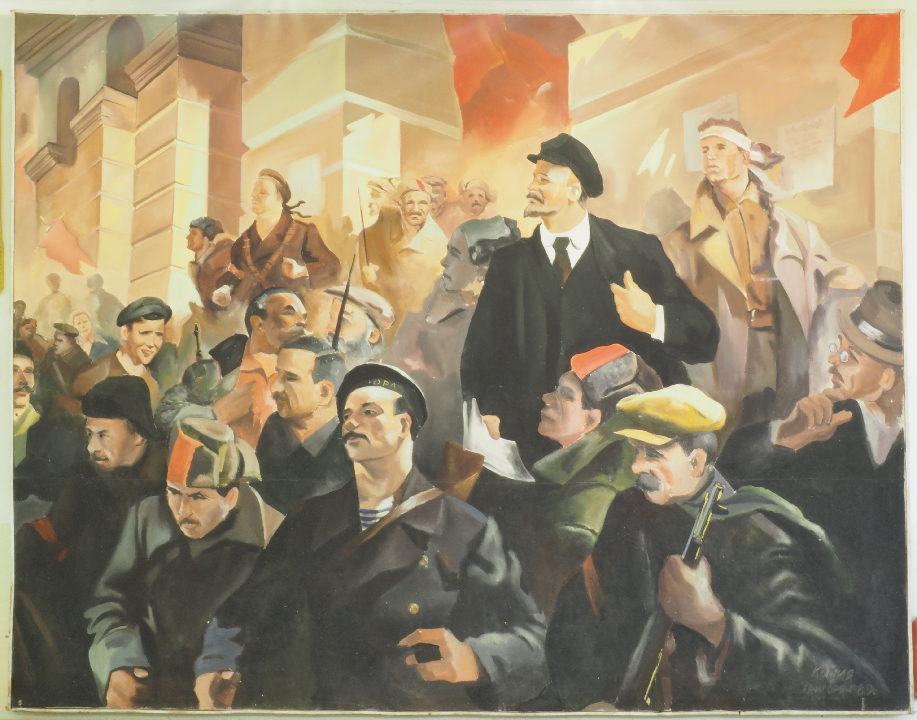 Unknown artist, Gemälde: Lenin mit Revolutionsgarden 1917