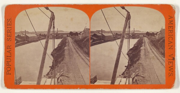 Edward and Henry T. Anthony & Co., Holyoke, Mass. Upper Canal looking South from the Dam - Parsons Paper Mill on the left.