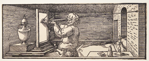 Albrecht Dürer, En mand, som tegner en vase