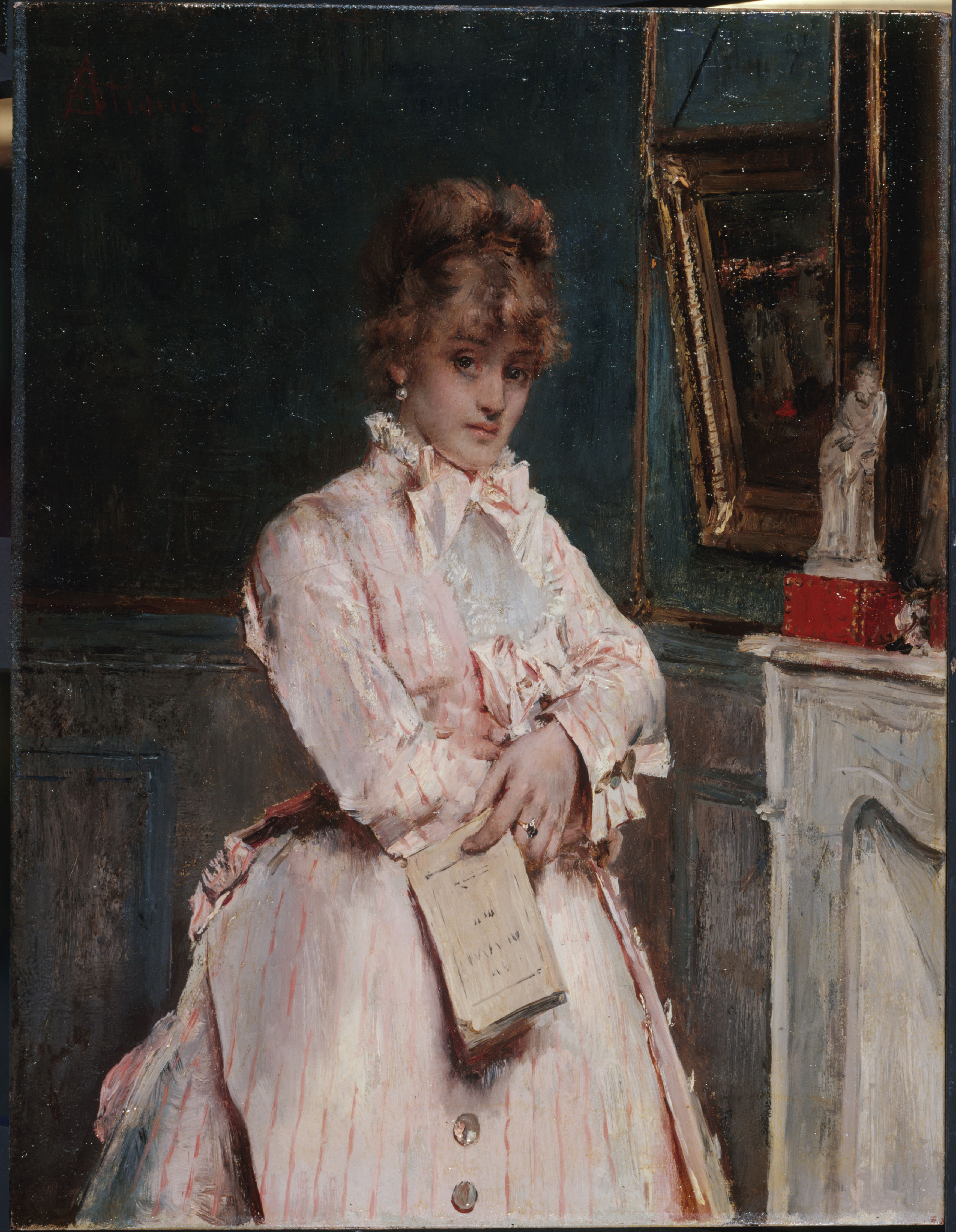 Alfred Stevens, Jeune femme tenant un livre