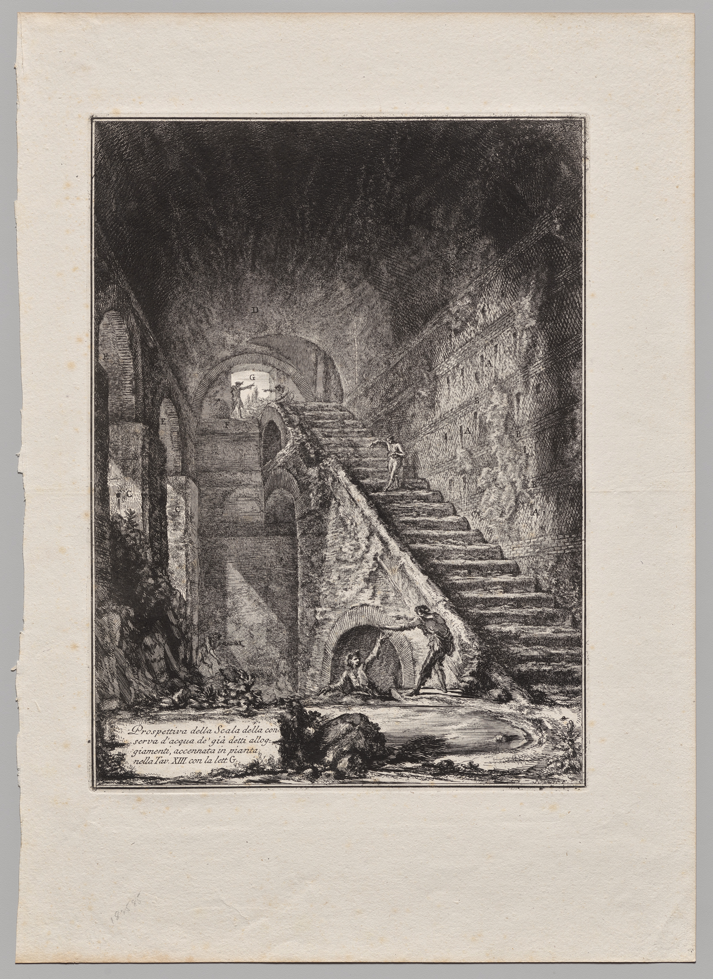 Giovanni Battista Piranesi, Prospettiva della Scala dela coserva d' acqua de' gia detti alloggiamenti, accennata in pianta nella Tav XIII con la lett. G.