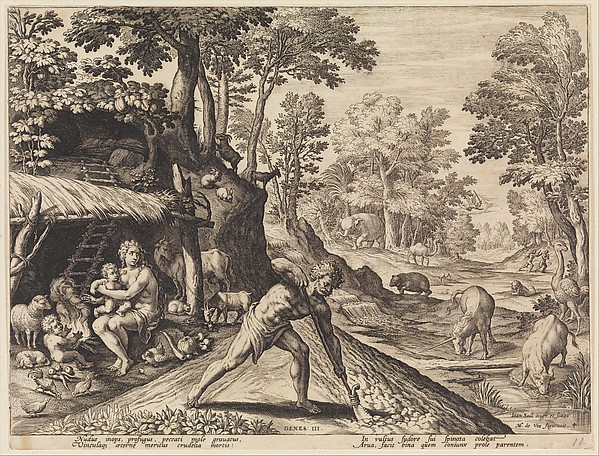 Johann Sadeler I, Adam at Work after the Fall, from "The Story of the First Men"