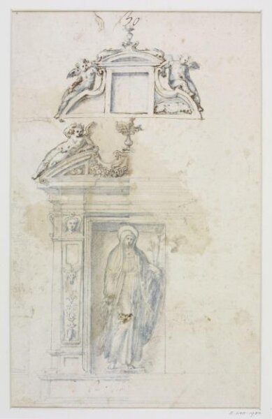 Anonymous, Design for a pedimented niche