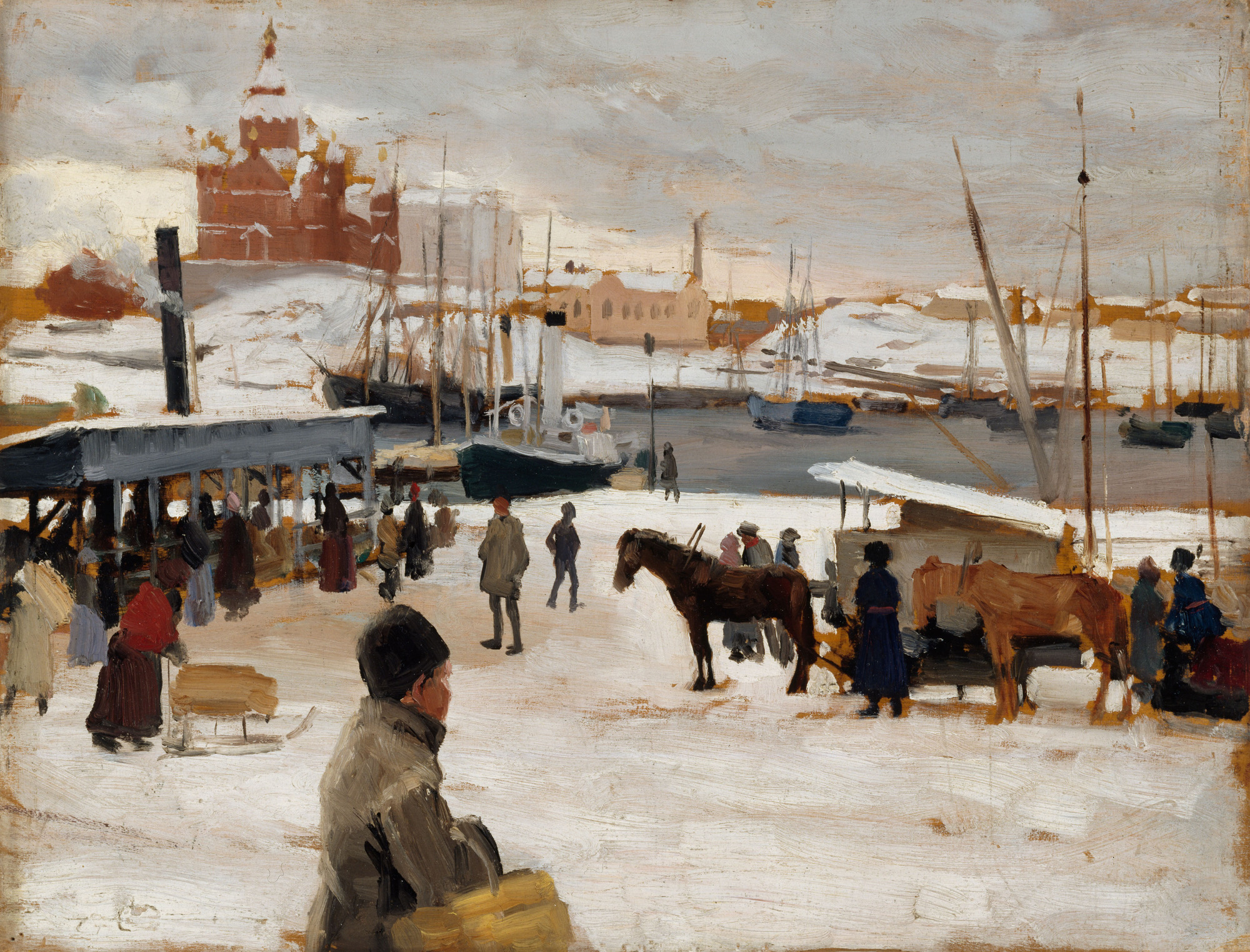 Albert Edelfelt, Winter Day in Helsinki Market Square, Study
