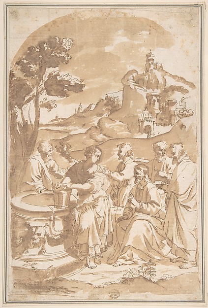 Anonymous, Italian, 16th century, Christ and the Woman of Samaria